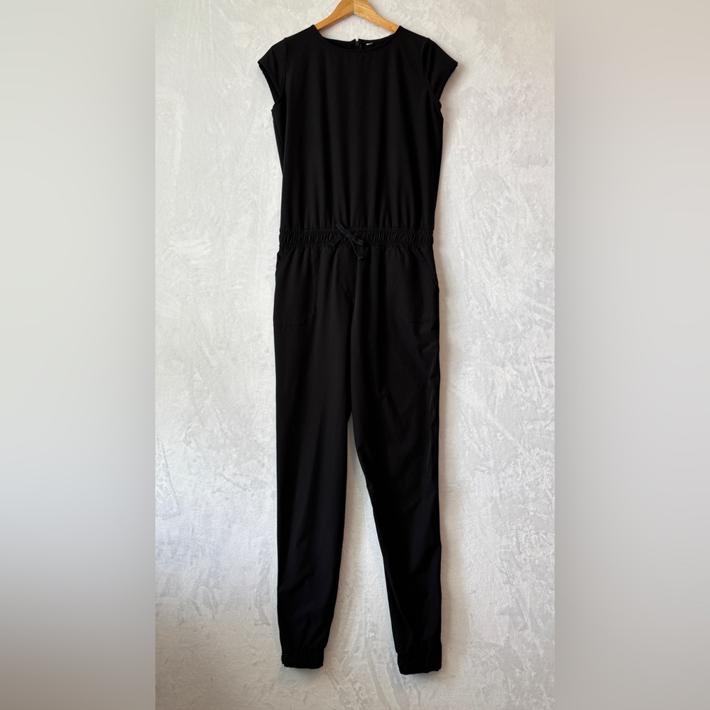 Albion Black Cap-Sleeve Jumpsuit